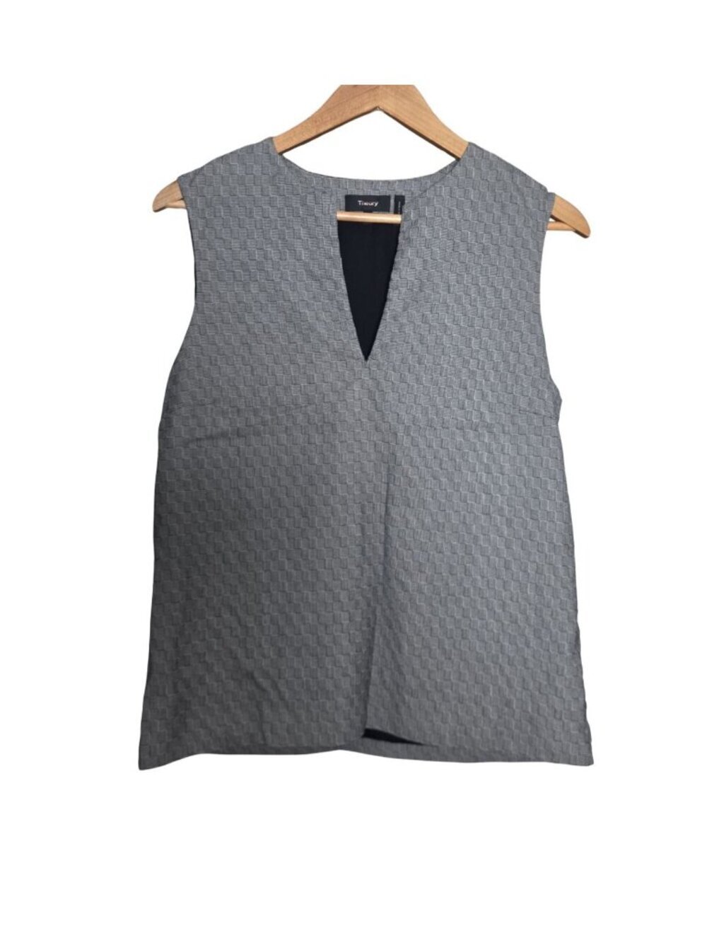 Women's - Theory Black & White Houndstooth Sleeveless Blouse, Size Large